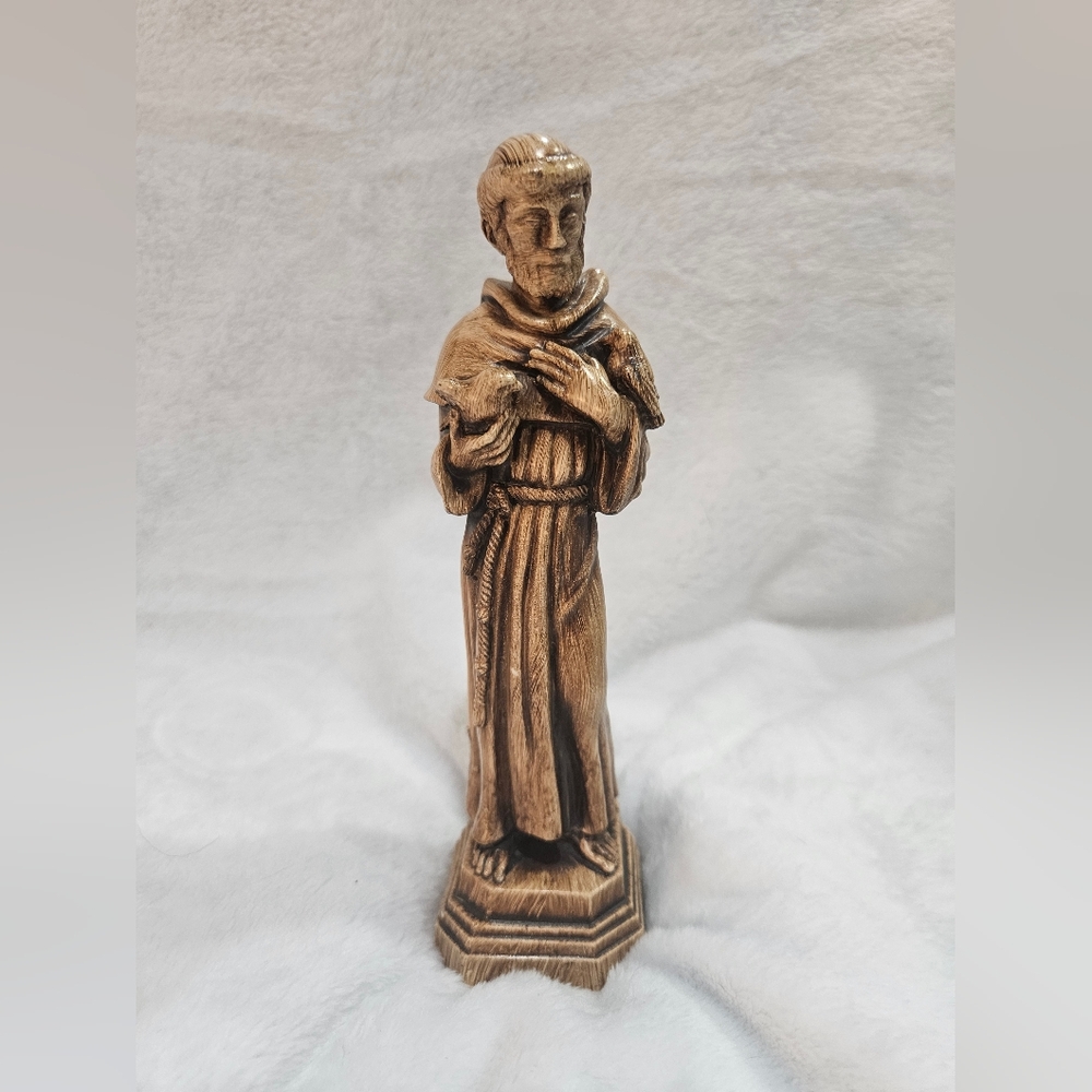RARE Hand-Carved Olive Wood Statue of Saint Francis from Bethlehem